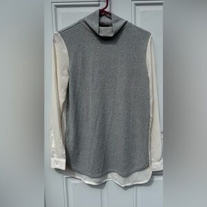 LOFT Gray and White Layered Top